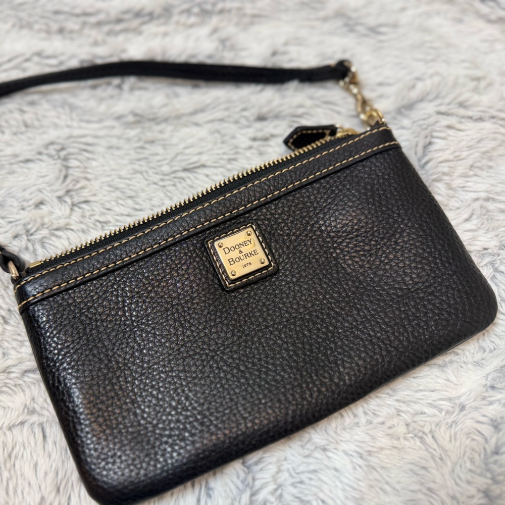 Dooney & Bourke Black Pebbled Leather Wristlet